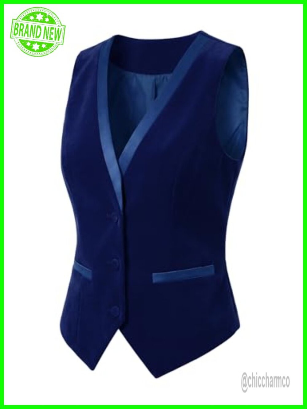 Vintage Velvet Sleeveless Waistcoat V-Neck Button Lined Vest